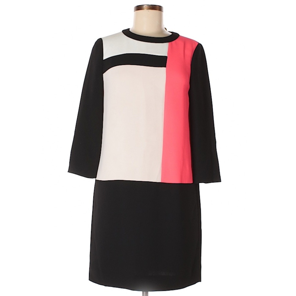 Kate Spade Pink, White and Black Color Block Mod Shift Dress Sz 4